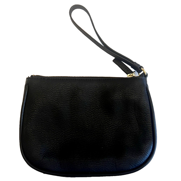 TALBOTS Black Mini Clutch Peeble Leather Wristlet Handbag Purse Quality - Picture 2 of 5